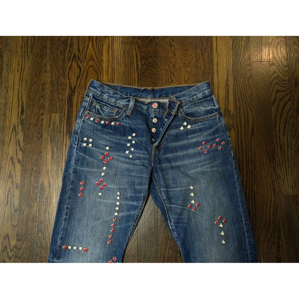 Levi's 501 Jeans Women’s 27x26 Blue Studded Med Wash Button Fly Limited Edition
